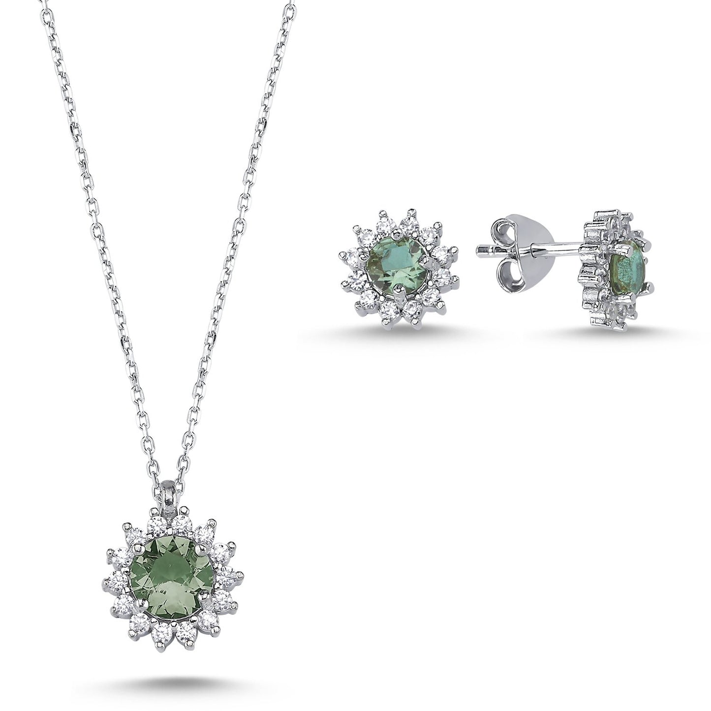 Zultanit Stein 925 Silber Schmuck Rund Sultanit Set Kette, Anhänger, Ohrringe
