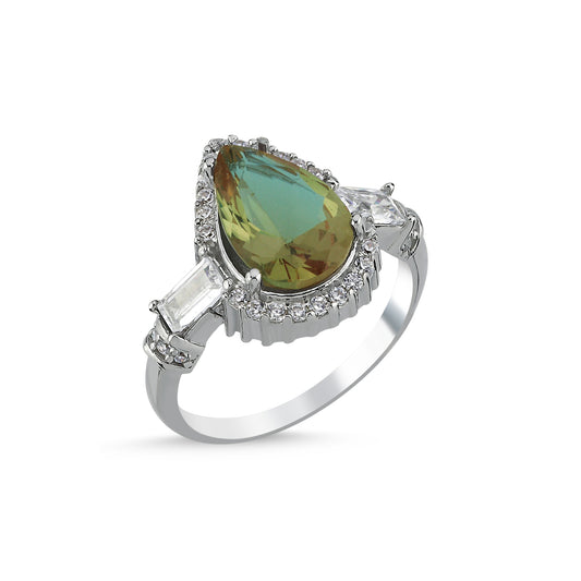 Zultanit Stein Damenring 925 Silber - farbwechselnde Tropfen Sultanit Ring