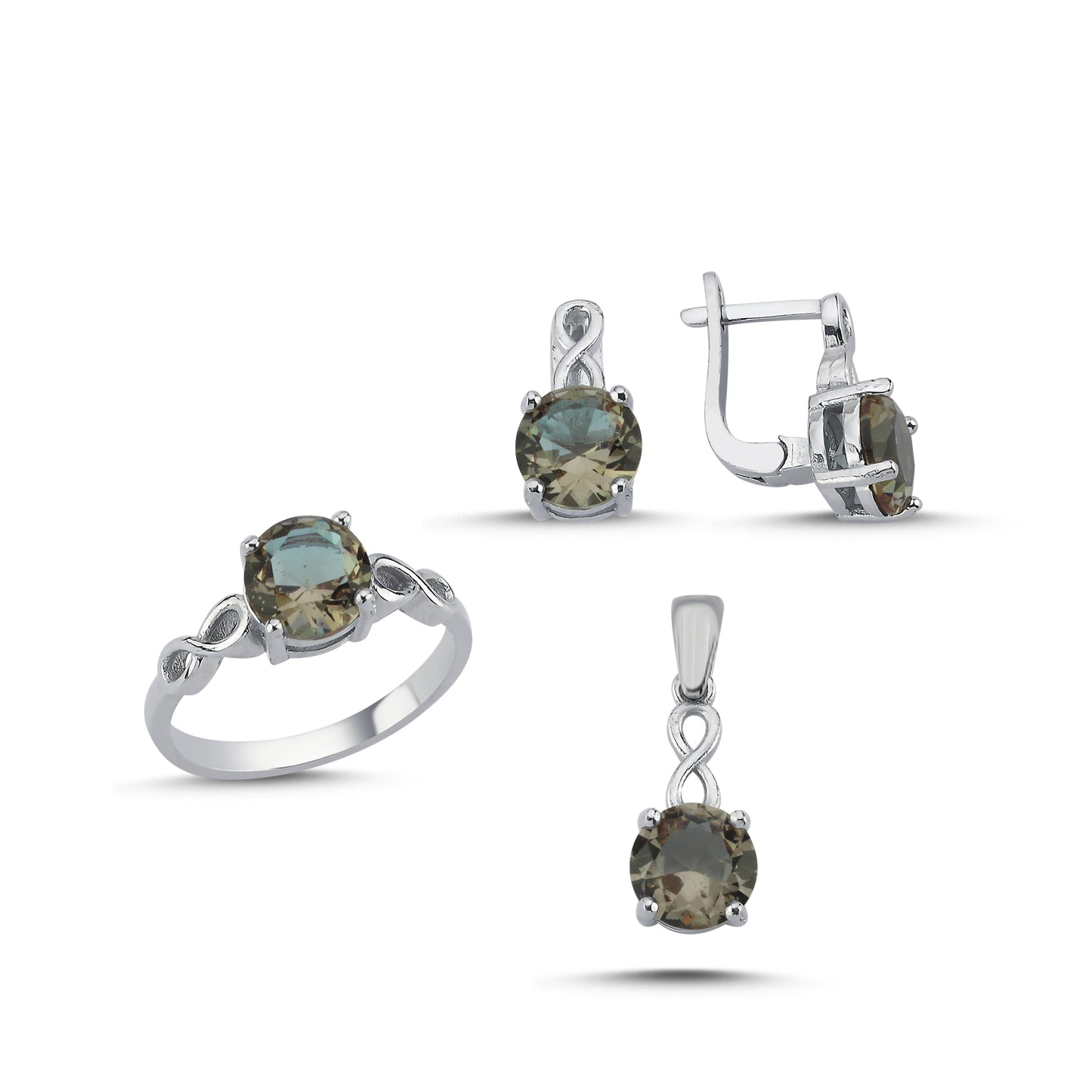 Zultanit Stein 925 Silber Schmuck Infinity Sultanit Set Kette, Anhänger, Ohrringe, Ring