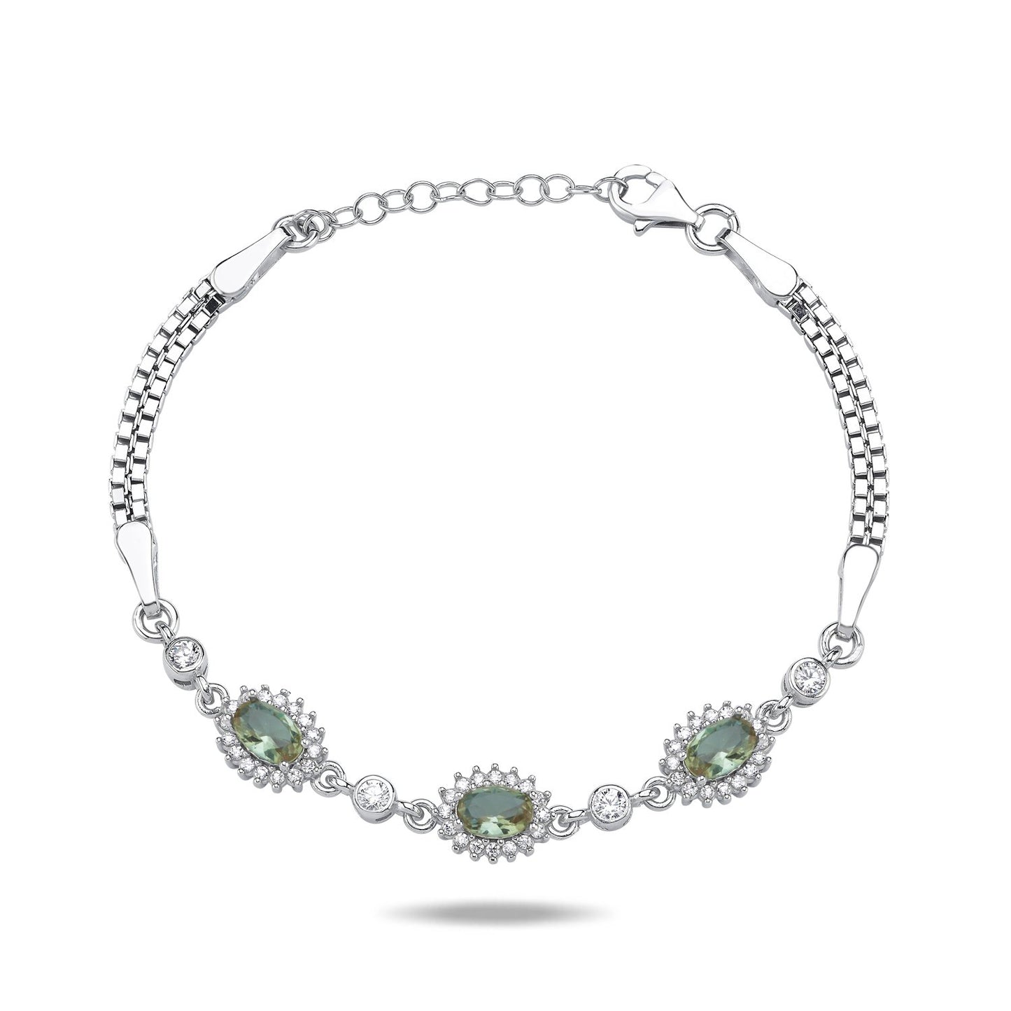 Zultanit Armband Damen 925 Sterling Silber  & Zirkonia – verstellbarer Daoppel Armkette