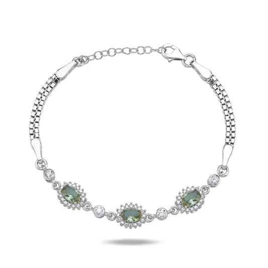 Zultanit Armband Damen 925 Sterling Silber  & Zirkonia – verstellbarer Daoppel Armkette
