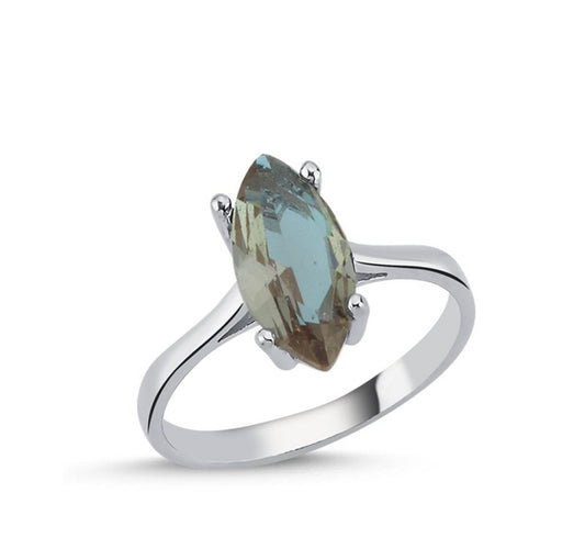 Zultanit Stein Damenring 925 Silber - farbwechselnde Marquise CZ Sultanit Ring