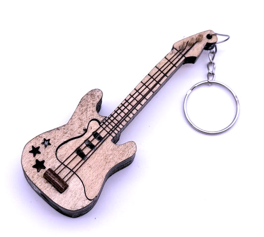 E-Gitarre Schlüsselanhänger Miniatur Musikinstrument – Handgefertigte Gitarre aus Holz