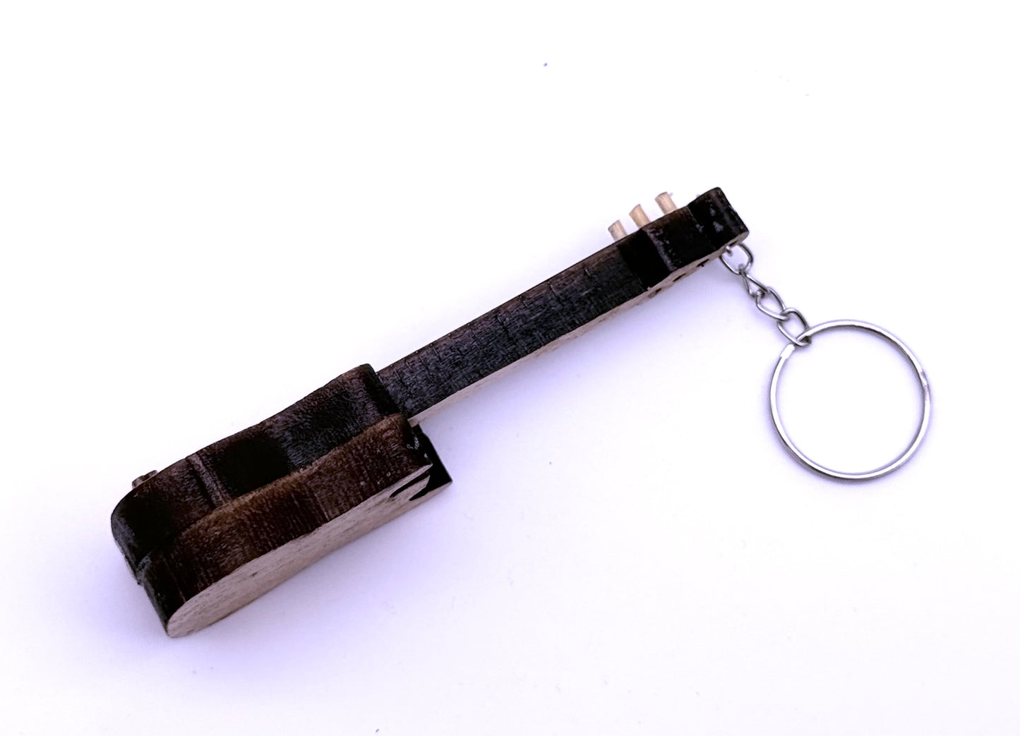 E-Gitarre Schlüsselanhänger Miniatur Musikinstrument – Handgefertigte Gitarre aus Holz