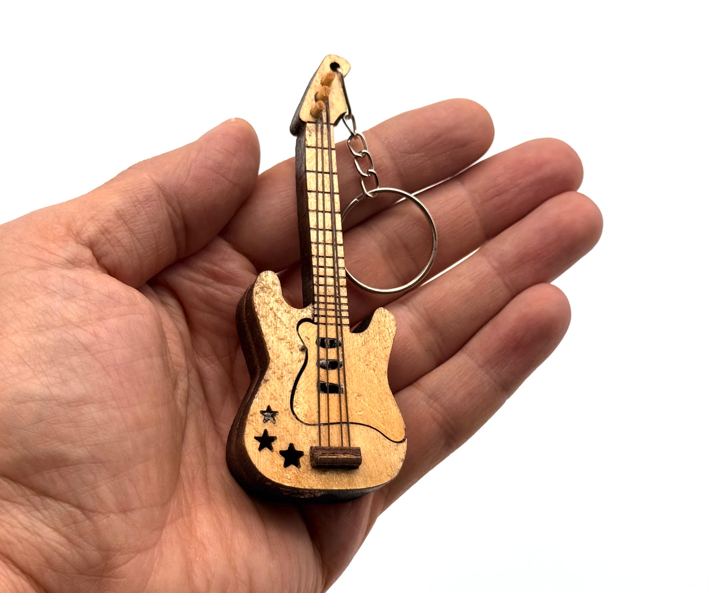 E-Gitarre Schlüsselanhänger Miniatur Musikinstrument – Handgefertigte Gitarre aus Holz