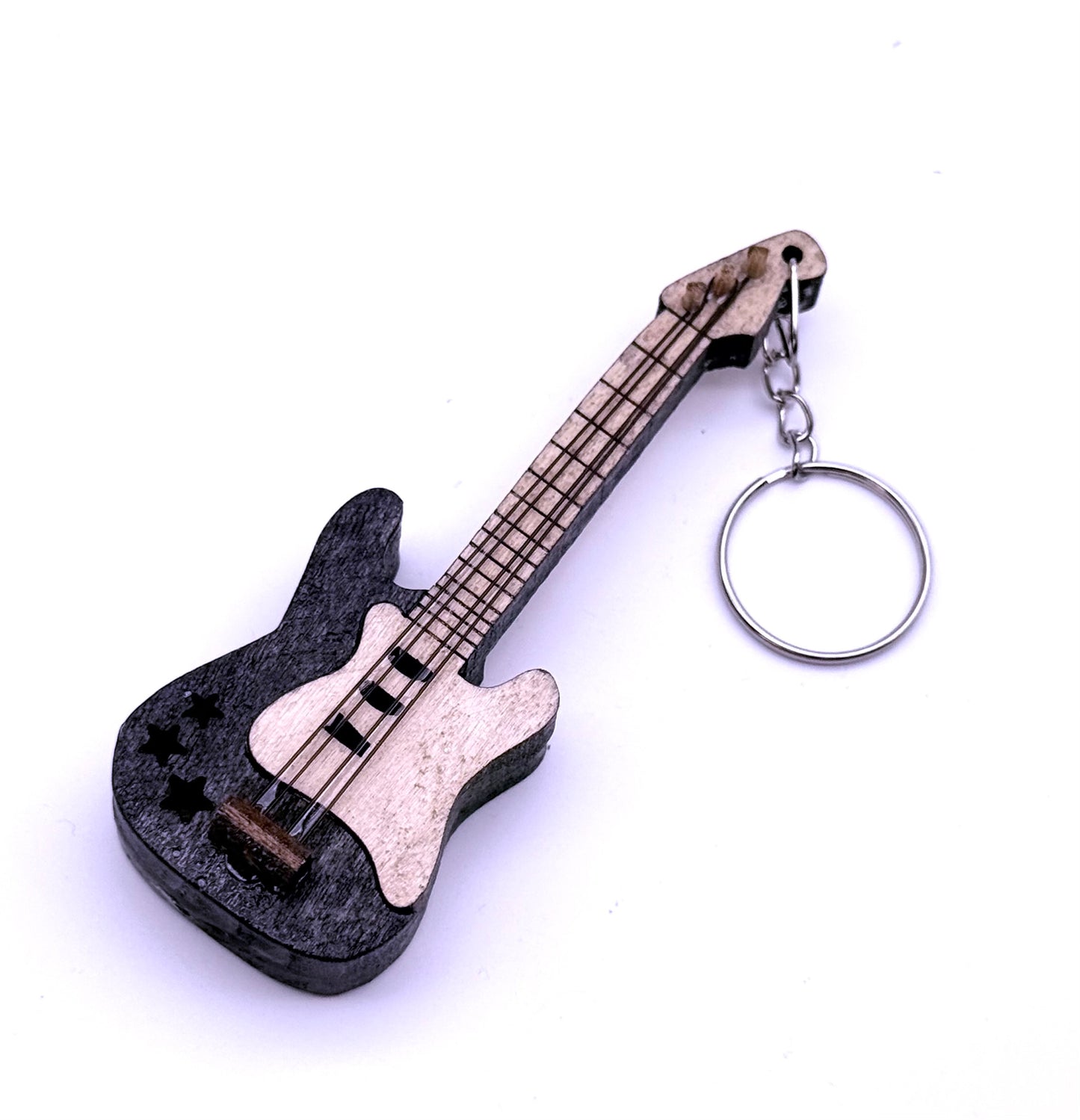 E-Gitarre Schlüsselanhänger Miniatur Musikinstrument – Handgefertigte Gitarre aus Holz
