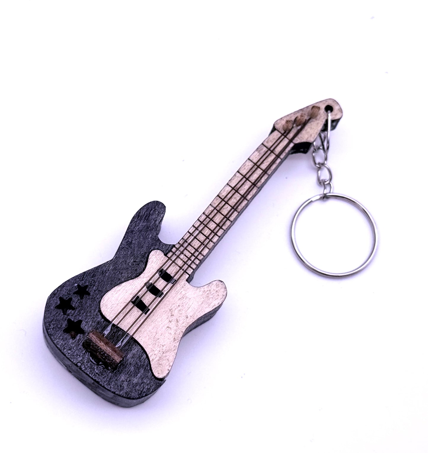 E-Gitarre Schlüsselanhänger Miniatur Musikinstrument – Handgefertigte Gitarre aus Holz
