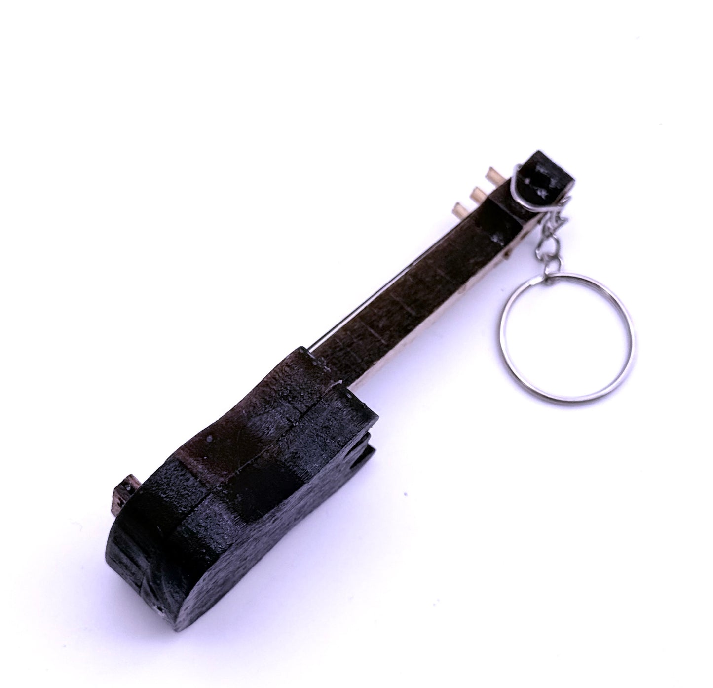 E-Gitarre Schlüsselanhänger Miniatur Musikinstrument – Handgefertigte Gitarre aus Holz