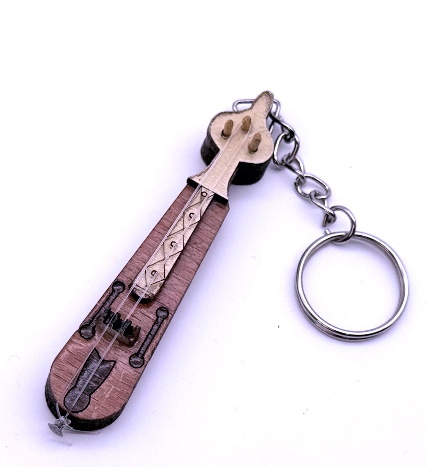 Türkischer Schlüsselanhänger Miniatur Musikinstrument – Handgefertigte Kemence aus Holz (Kopie)