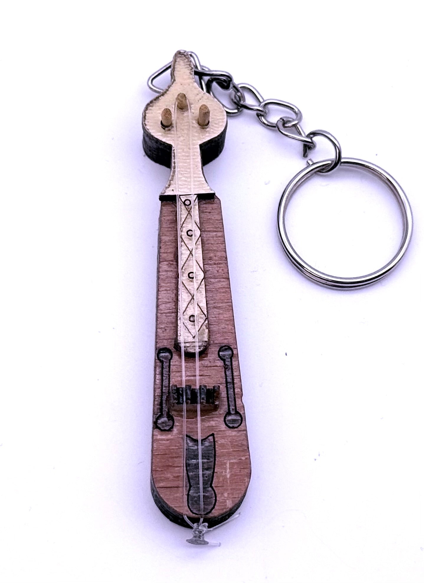 Türkischer Schlüsselanhänger Miniatur Musikinstrument – Handgefertigte Kemence aus Holz (Kopie)