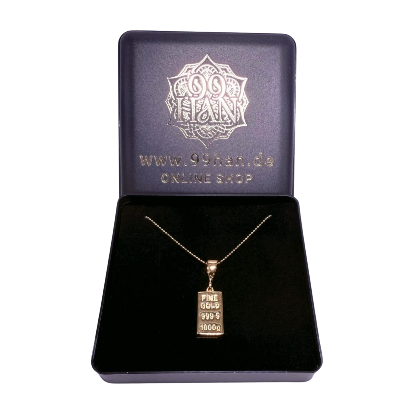 925 Sterlingsilber Anhänger Gold Barren & Kette Damen Halskette