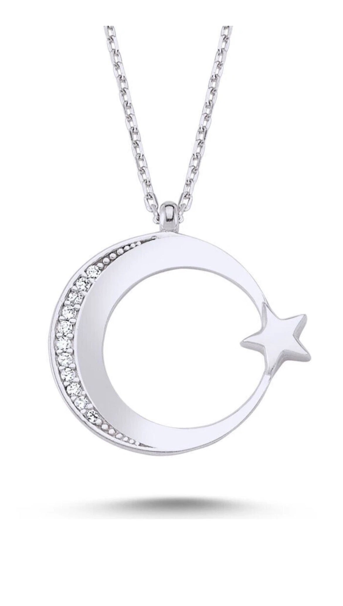 925 Sterling Silber Halskette mit AY YILDIZ Anhänger