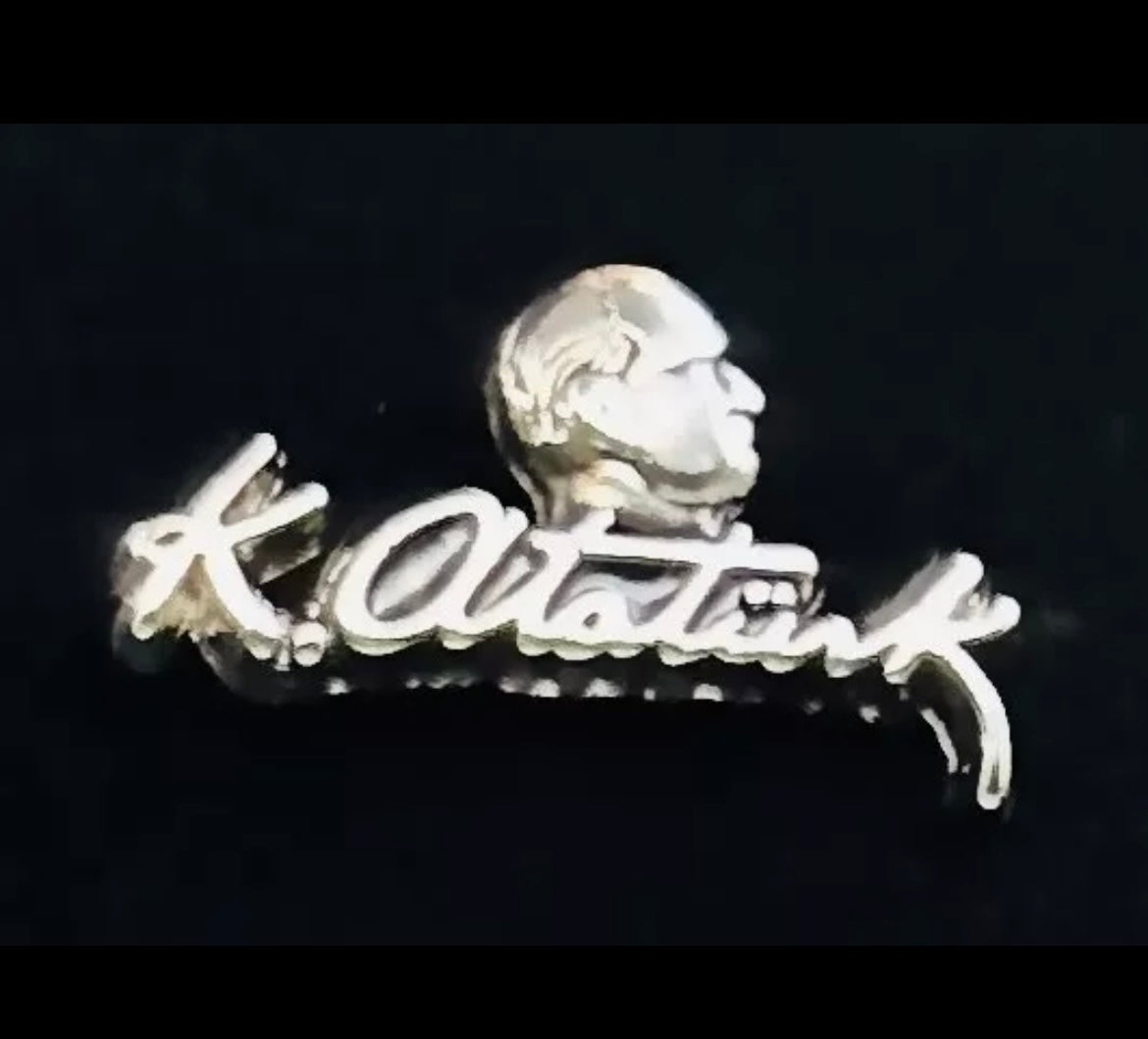 Atatürk Anstecknadel-Pin Silber – K.Atatürk imza Yaka Rozeti