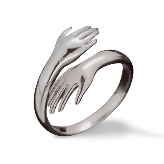 925 Sterling Silber Ring – Umarmende Hände – Umarmung Damenring