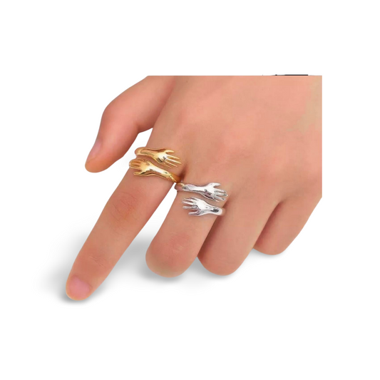 925 Sterling Silber Ring – Umarmende Hände – Umarmung Damenring Roségold