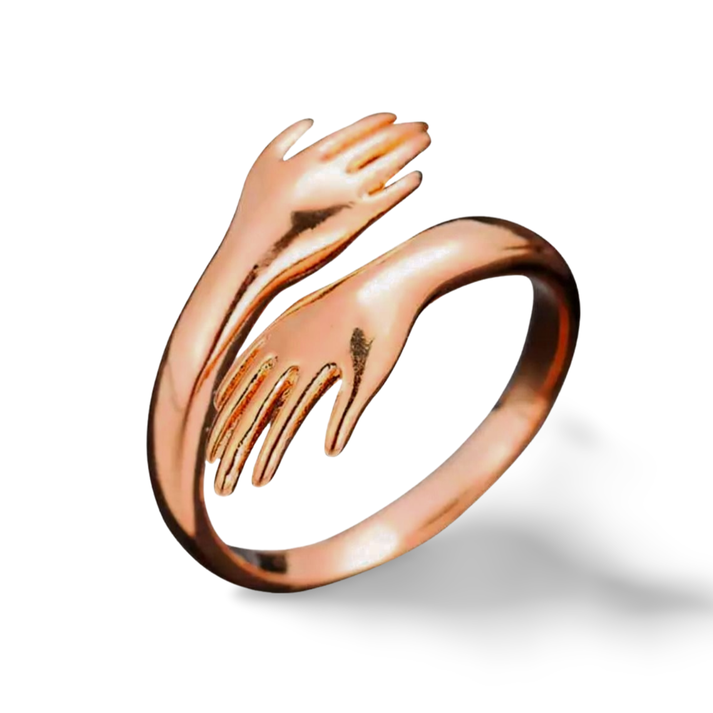 925 Sterling Silber Ring – Umarmende Hände – Umarmung Damenring Roségold