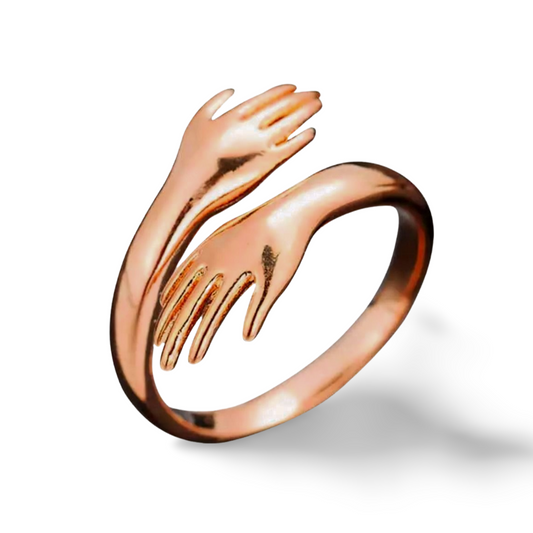 925 Sterling Silber Ring – Umarmende Hände – Umarmung Damenring Roségold