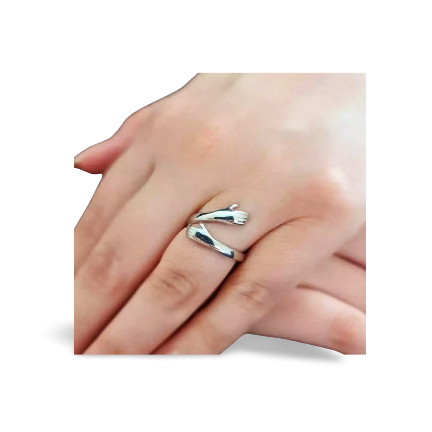 925 Sterling Silber Ring – Umarmende Hände – Umarmung Damenring