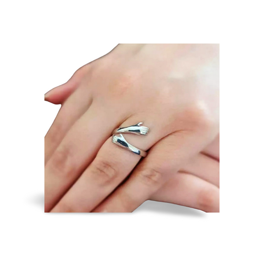 925 Sterling Silber Ring – Umarmende Hände – Umarmung Damenring
