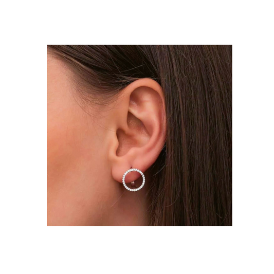 925 Sterling Silber Damen Ohrringe – Große Runde Zirkonia Ohrstecker mit Clip