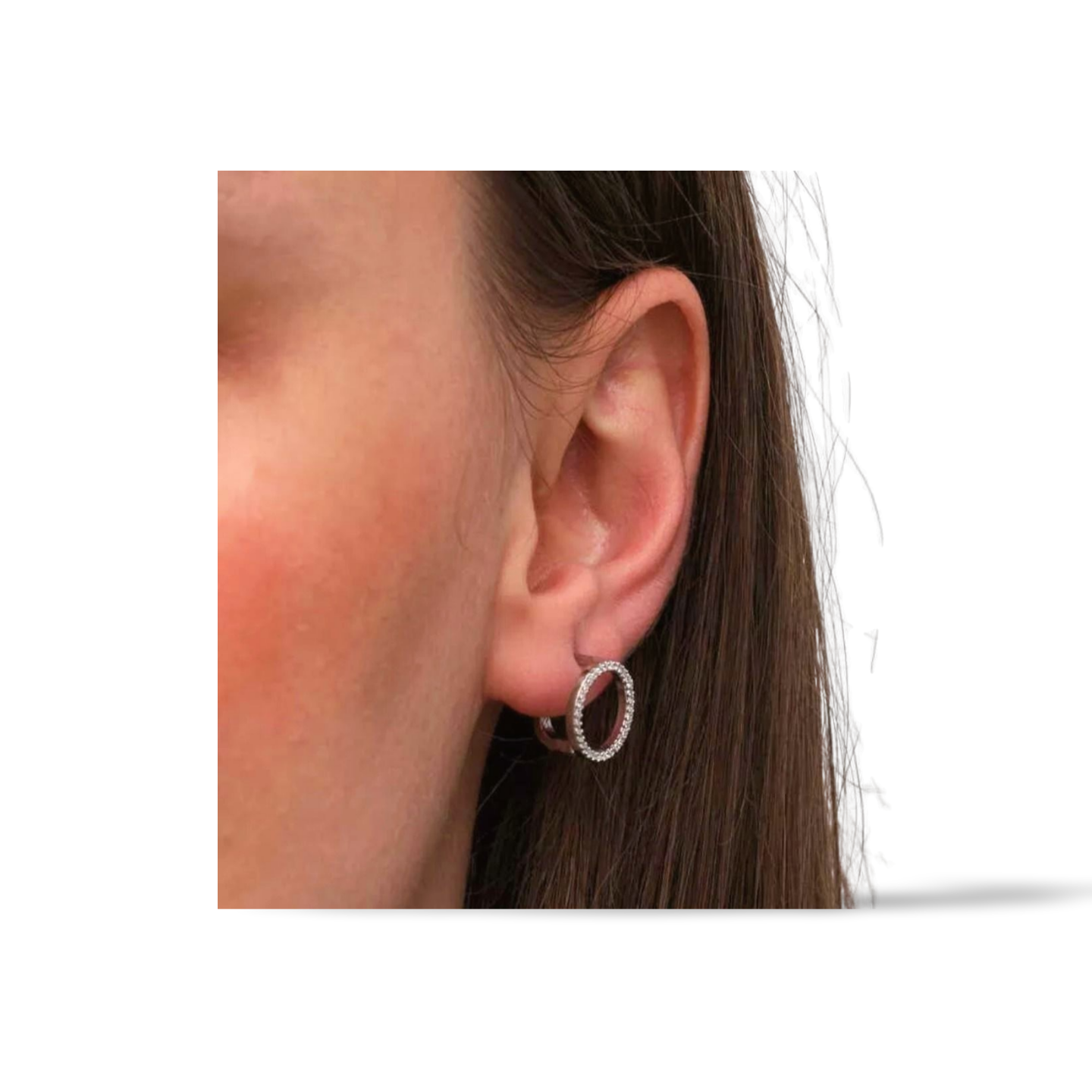 925 Sterling Silber Damen Ohrringe – Große Runde Zirkonia Ohrstecker mit Clip