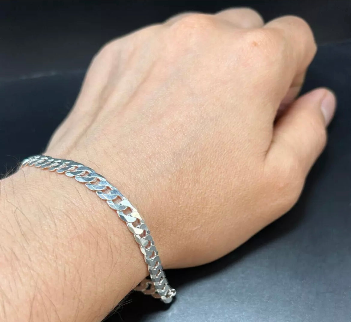 Herren Armband 925 Sterling Silber – Massive Panzerkette 6 mm, Handgefertigt