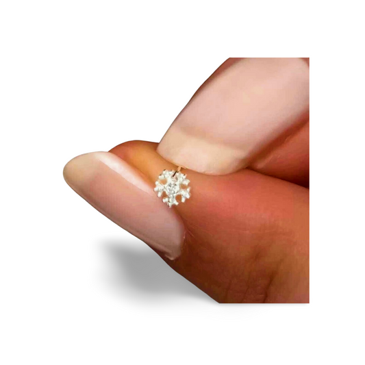 Nasenpiercing 925 Sterling Silber – Nasenstecker Kugelstift mit Zirkonia Schneeflocke