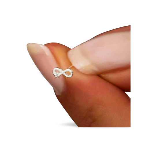 Nasenpiercing 925 Sterling Silber – Nasenstecker Kugelstift mit Zirkonia Infinity