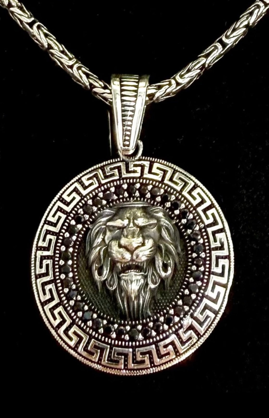 Löwe Anhänger & 55cm Königskette aus 925 Silber Löwenkopf