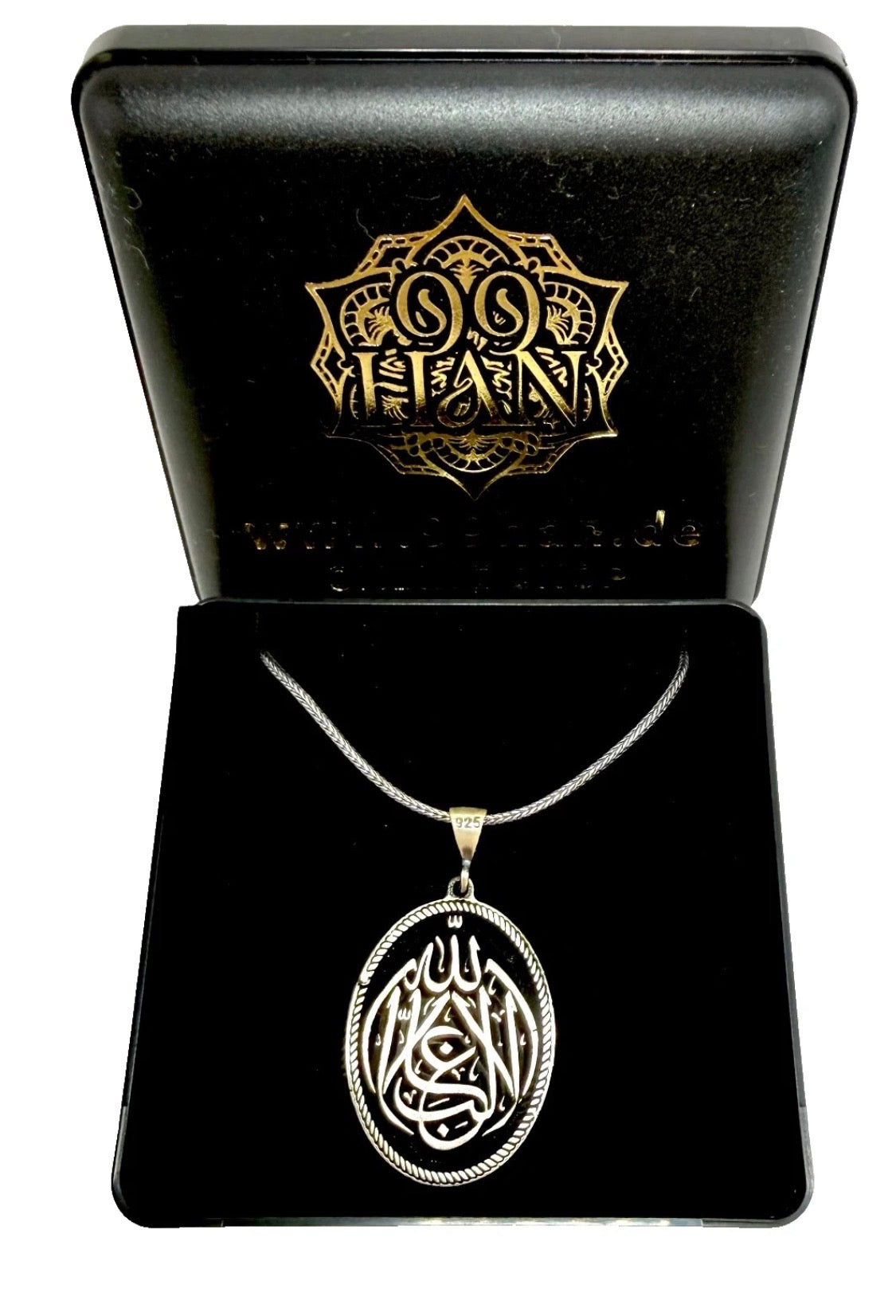 La Galiba İllallah Schrifzug Anhänger & 60 cm Kette – 925 Silber