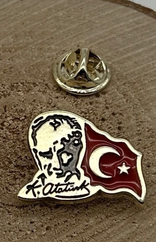 Atatürk Anstecknadel-Pin Gold – Bayrak K.Atatürk imza Yaka Rozeti