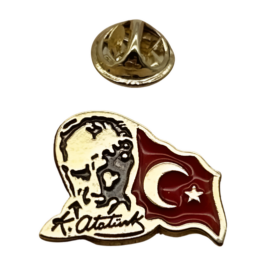 Atatürk Anstecknadel-Pin Gold – Bayrak K.Atatürk imza Yaka Rozeti