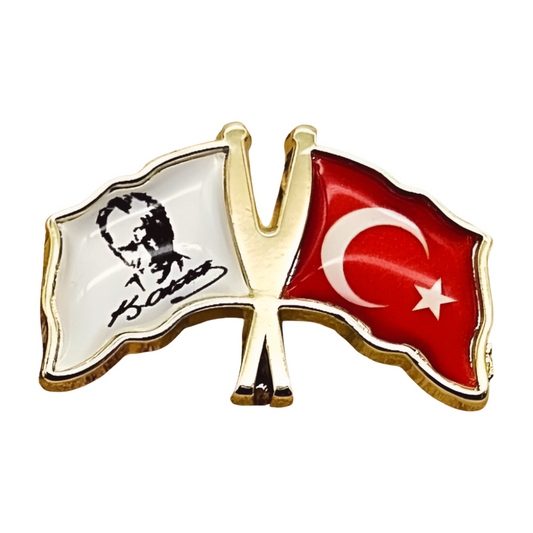 Atatürk Anstecknadel-Pin 2 Flagge – Bayrak K.Atatürk Yaka Rozeti