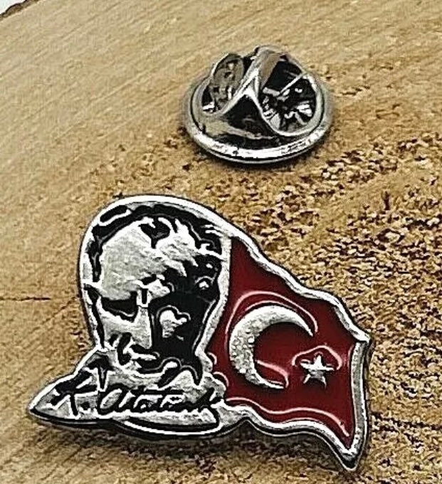 Atatürk Anstecknadel-Pin Silber – Bayrak K.Atatürk imza Yaka Rozeti