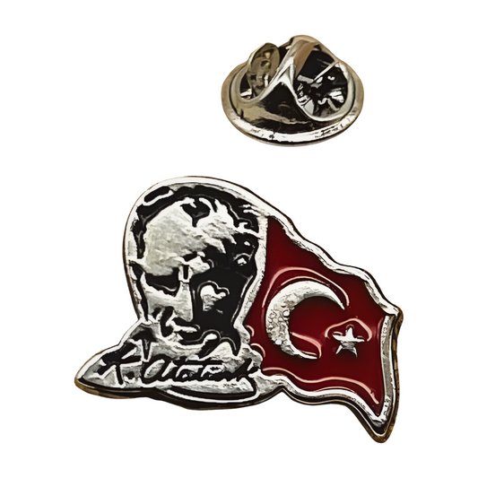 Atatürk Anstecknadel-Pin Silber – Bayrak K.Atatürk imza Yaka Rozeti
