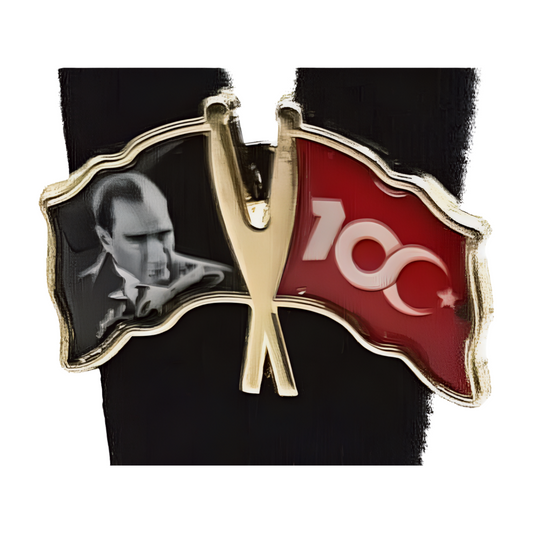 Atatürk Anstecknadel-Pin 2 Flagge – 100. YIL Bayrak K.Atatürk Yaka Rozeti