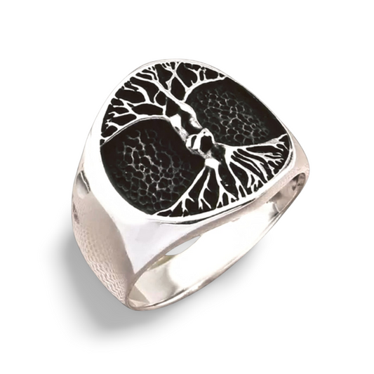 Herrenring 925 Sterling Silber – Lebensbaum Siegelring | Baum des Lebens Ring