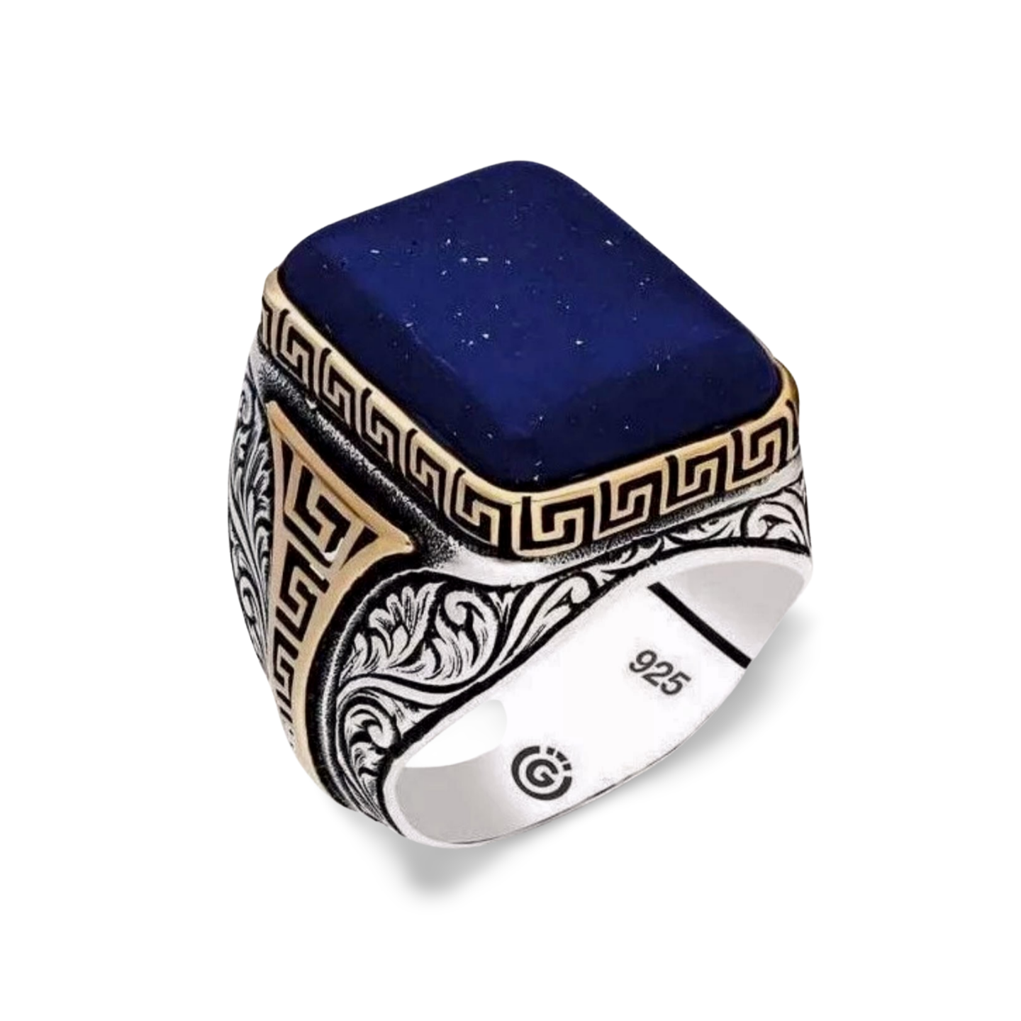 Herrenring 925 Sterling Silber mit Lapislazuli – Massiver Siegelring, Handgefertigt & Graviert