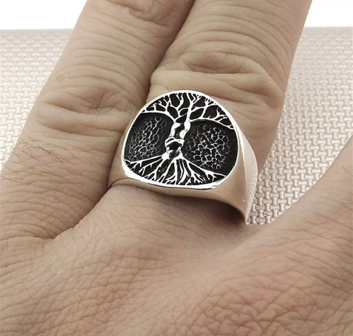 Herrenring 925 Sterling Silber – Lebensbaum Siegelring | Baum des Lebens Ring