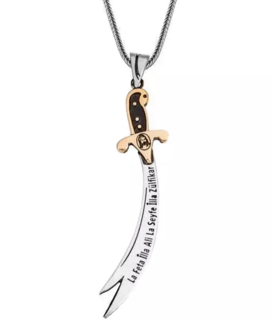 Zülfikar Anhänger mit Halskette – Hz. Ali Schwert aus 925 Sterling Silber