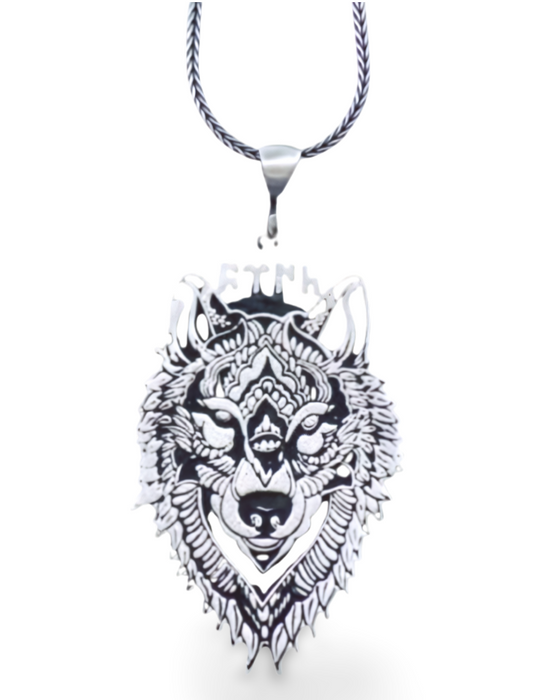 Bozkurt Wolf Anhänger mit 60 cm Fuchsschwanzkette – 925 Sterling Silber | Göktürk Türk Halskette