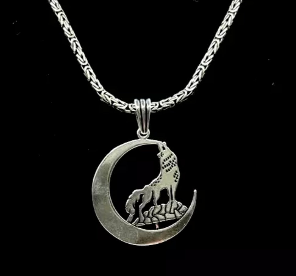 Bozkurt & Hilal Wolf Anhänger mit 55 cm Königskette – 925 Sterling Silber Herren Halskette