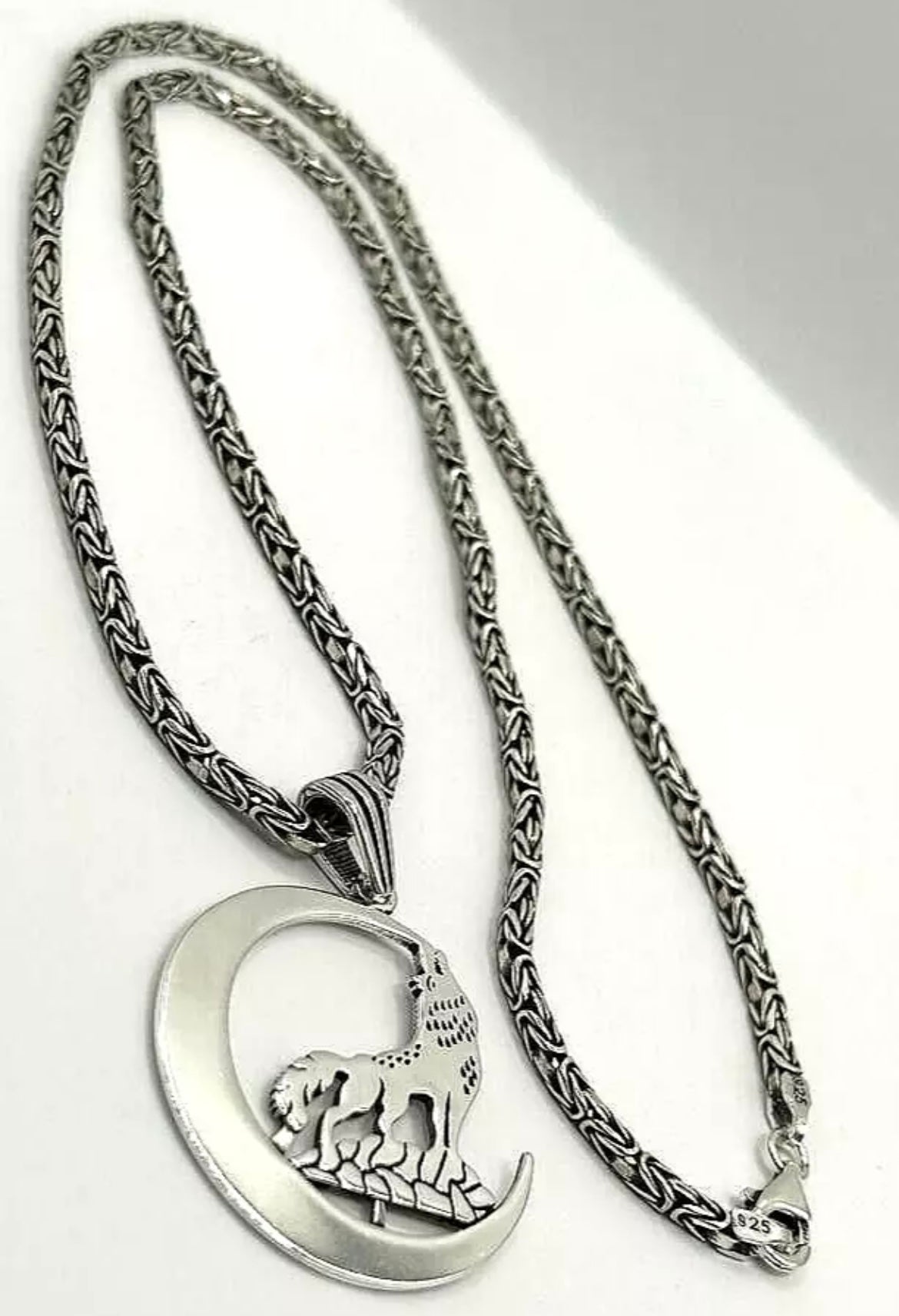 Bozkurt & Hilal Wolf Anhänger mit 55 cm Königskette – 925 Sterling Silber Herren Halskette