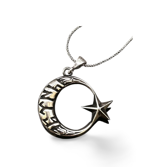 AY YILDIZ Anhänger mit 54 cm Halskette – 925 Sterling Silber  Türkiye Göktürk Osmanlı Schmuck