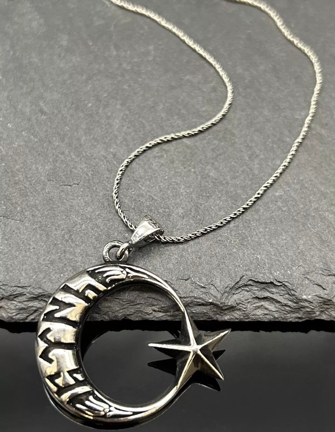 AY YILDIZ Anhänger mit 54 cm Halskette – 925 Sterling Silber  Türkiye Göktürk Osmanlı Schmuck