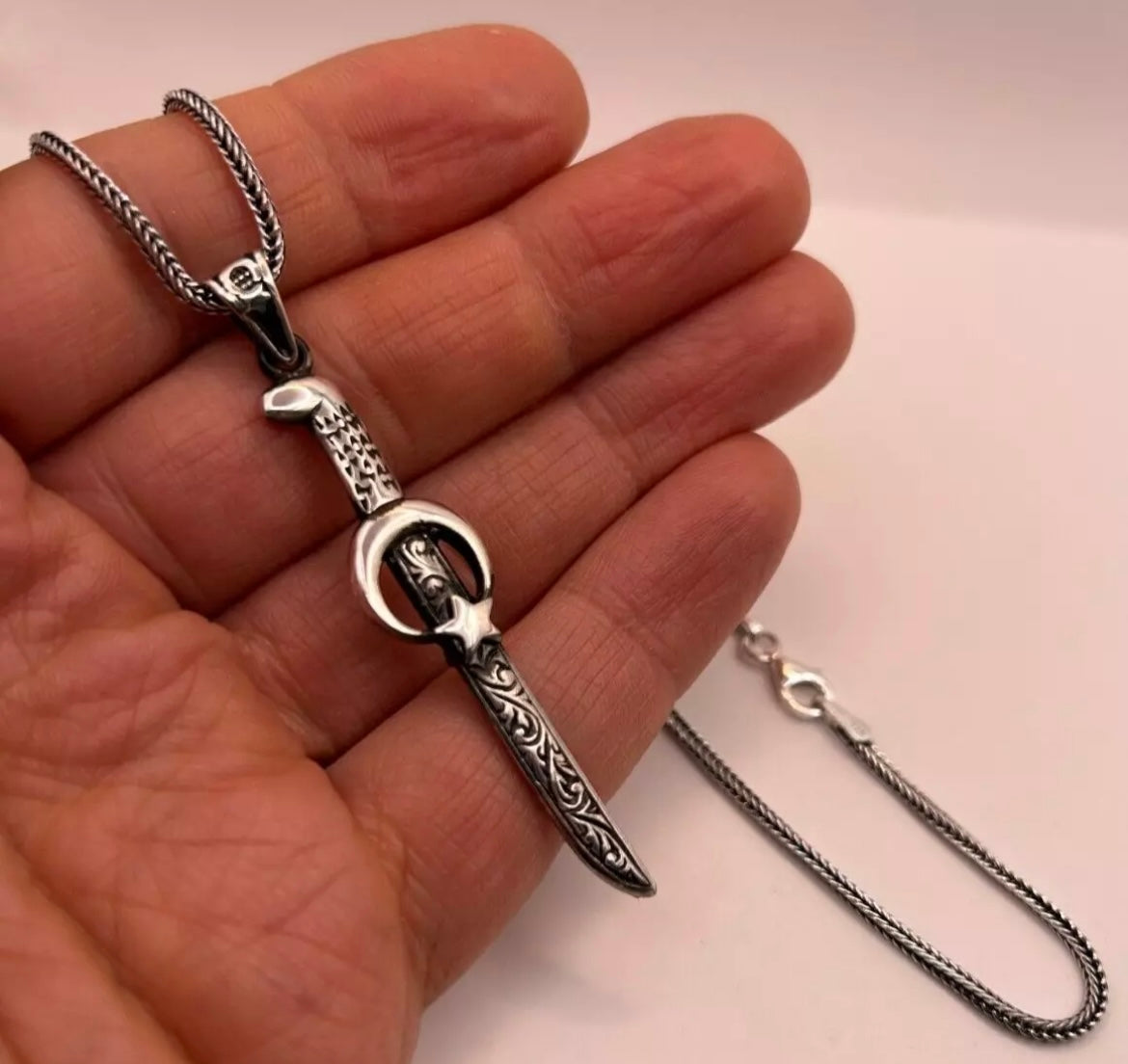 AY YILDIZ Schwert Anhänger &  55 cm Kette 925 Silber