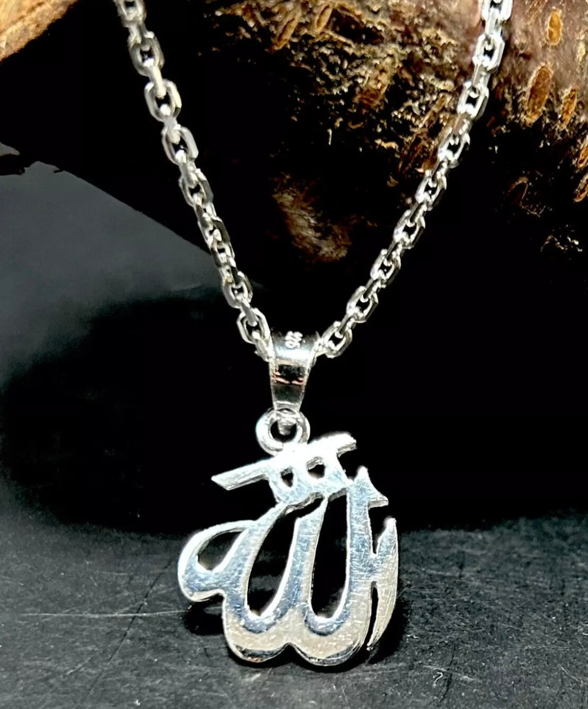 ALLAH Anhänger mit 55 cm Kette – 925 Sterling Silber | Islamischer Schmuck für Damen & Herren