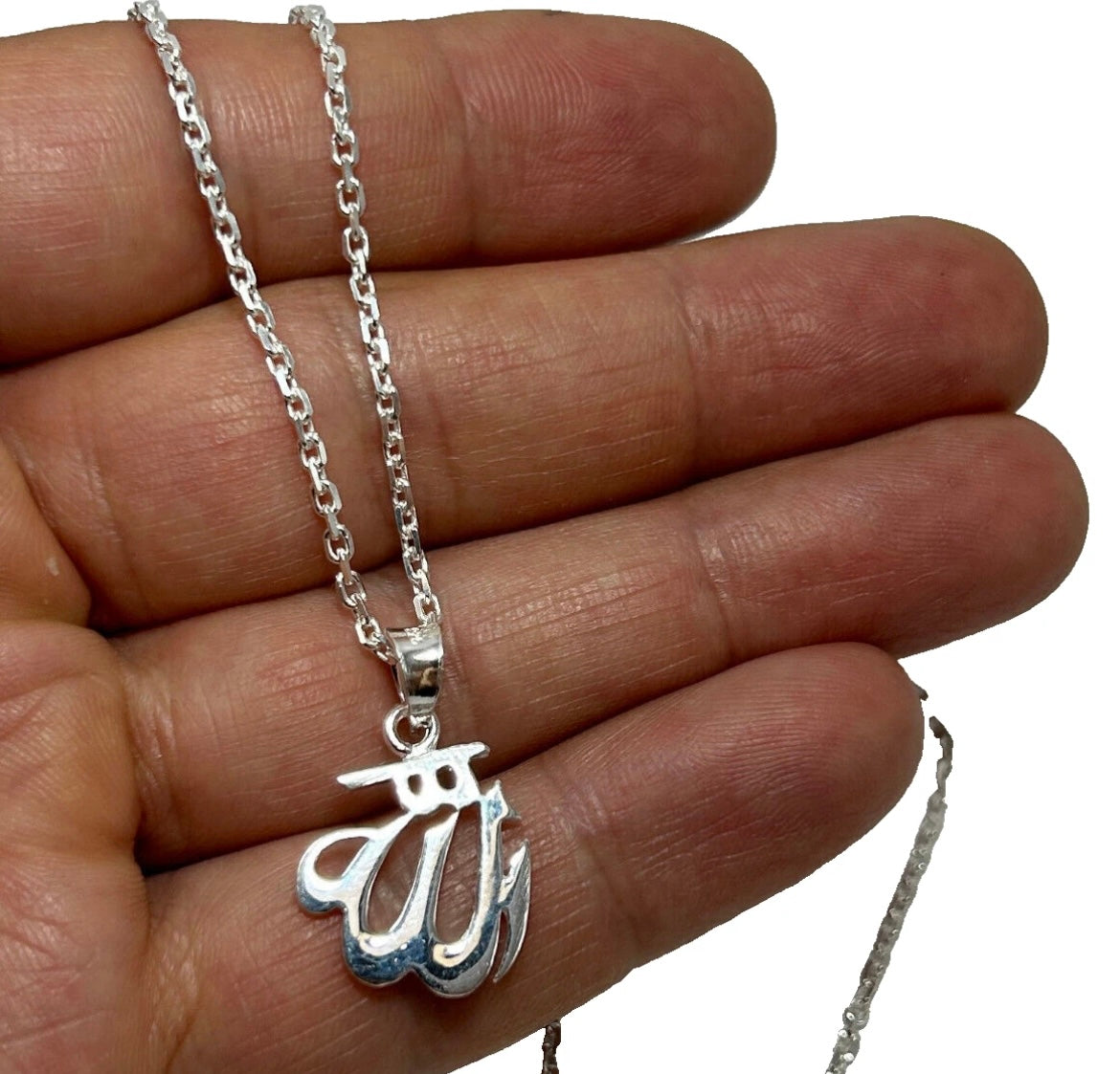 ALLAH Anhänger mit 55 cm Kette – 925 Sterling Silber | Islamischer Schmuck für Damen & Herren