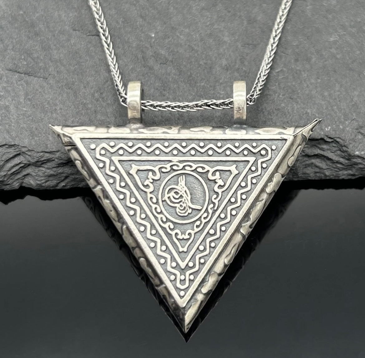 Muska Cevsen Kette 925 Sterling Silber – OSMANLI Tugra Amulett mit 55 cm Kette)