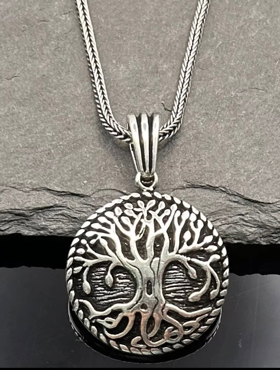 Lebensbaum Anhänger & 60cm Fuchsschwanzkette - Baum des Lebens 925 Sterlingsilber